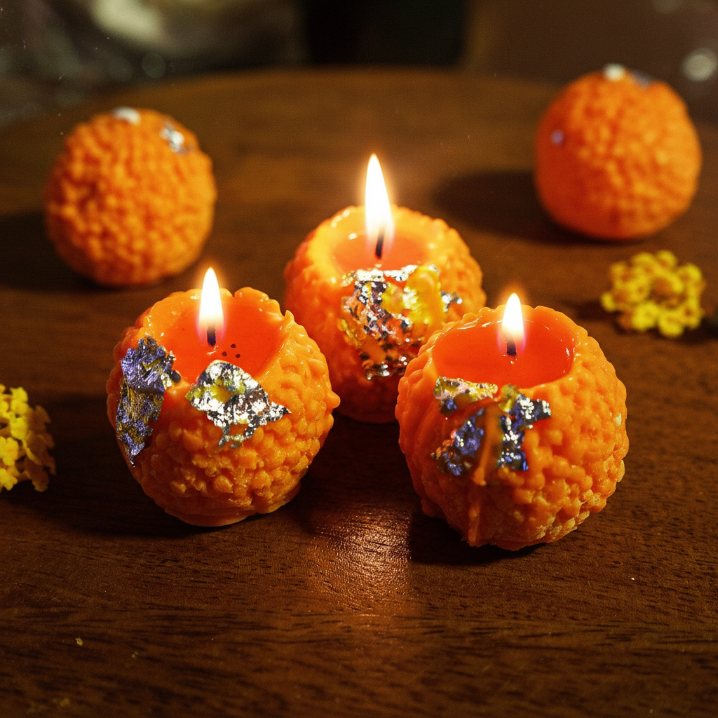 Laddoo Shaped Diyas – Festive Home Decor & Gifting Ideas( 4 Pieces)